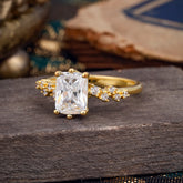 2 Carat Emerald Cut 6 Prong Moissanite Wedding Ring Classic Side Stone Promise Ring